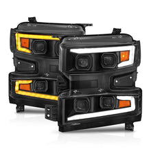 Load image into Gallery viewer, ANZO 19-22 Chevrolet Silverado 1500 LED Proj HL w/Lgt Bar SwBk Seq. Blk w/In. Light - Driver Side ON ANZO ANZ111566-L