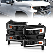 Load image into Gallery viewer, ANZO 19-22 Chevrolet Silverado 1500 LED Proj HL w/Lgt Bar SwBk Seq. Blk w/In. Light - Passenger Side ANZO ANZ111566-R