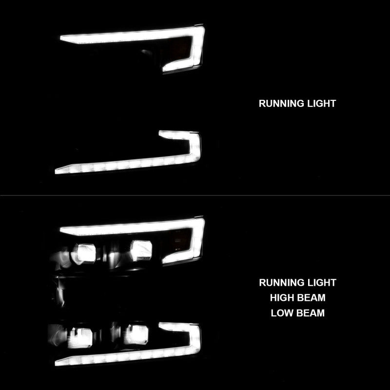 ANZO 19-22 Chevrolet Silverado 1500 LED Proj HL w/Lgt Bar SwBk Seq. Blk w/In. Light - Passenger Side ANZO ANZ111566-R