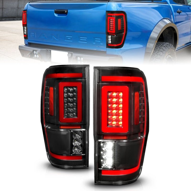 ANZO 19-22 Ford Ranger Full LED Taillights w/ Lightbar Sequential Signal Black Housing/Clear Lens ANZO ANZ311446