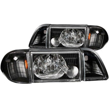 Load image into Gallery viewer, ANZO 1987-1993 Ford Mustang Crystal Headlights Black w/ Corner Lights 3pc - Black Ops Auto Works