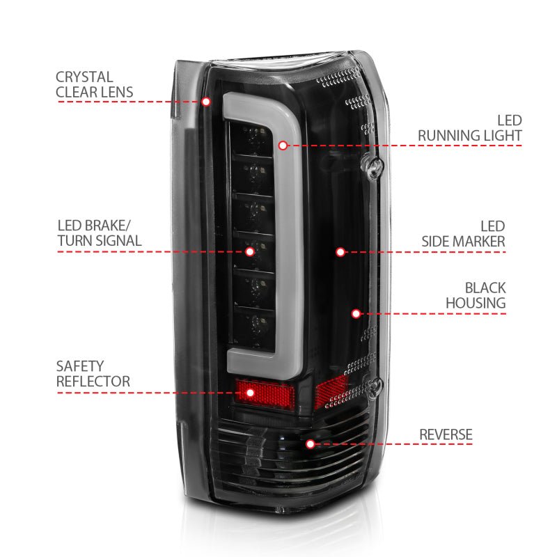ANZO 1987-1996 Ford F-150 LED Taillights Black Housing Clear Lens (Pair) ANZO ANZ311350