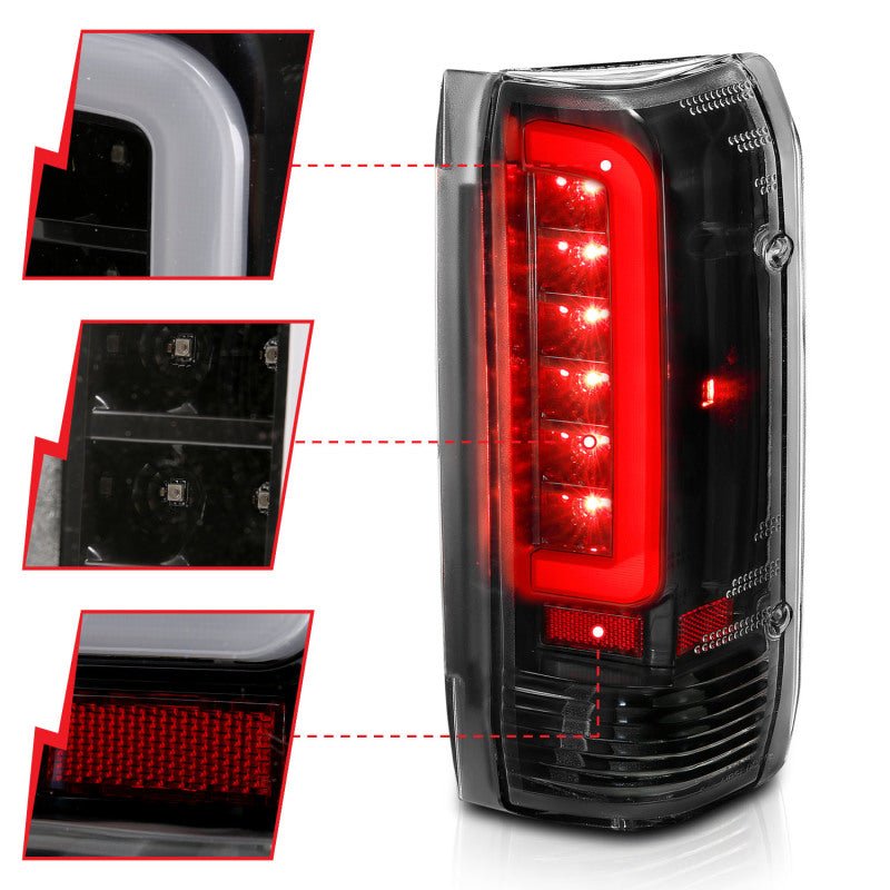 ANZO 1987-1996 Ford F-150 LED Taillights Black Housing Clear Lens (Pair) ANZO ANZ311350