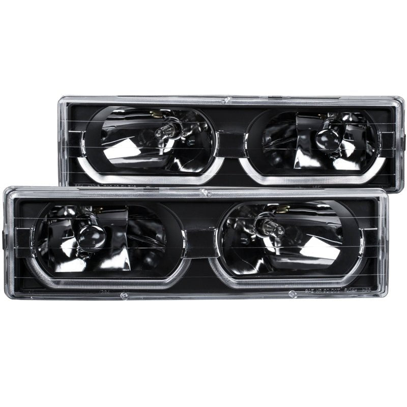 ANZO 1988-1998 Chevrolet C1500 Crystal Headlights Black w/ Low - Brow ANZO ANZ111299