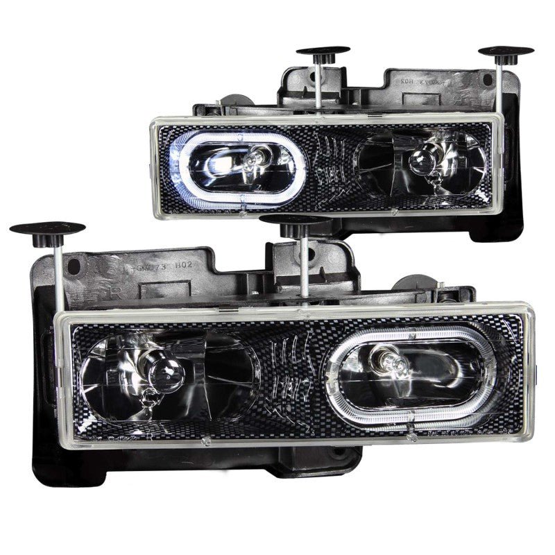 ANZO 1988-1998 Chevrolet C1500 Crystal Headlights Carbon w/ Halo ANZO ANZ111005