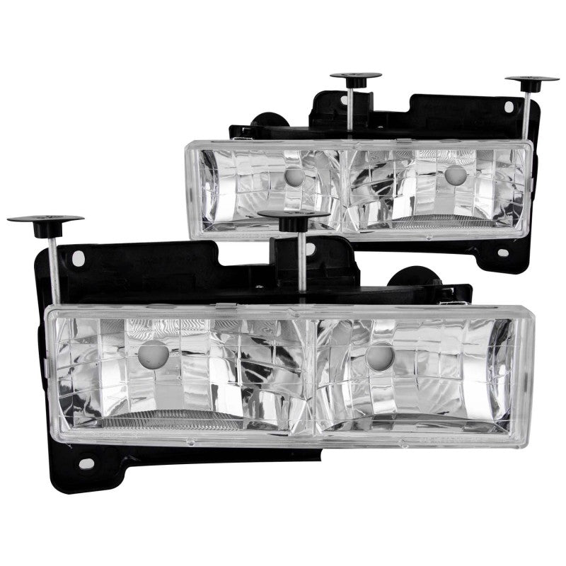 ANZO 1988-1998 Chevrolet C1500 Crystal Headlights Chrome w/o Bulbs ANZO ANZ111136