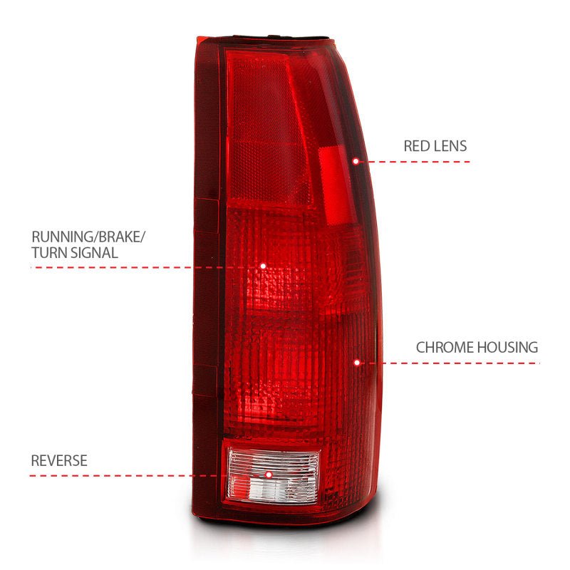 ANZO 1988-1999 Chevy C1500 Taillight Red/Clear Lens (OE Replacement) ANZO ANZ311301