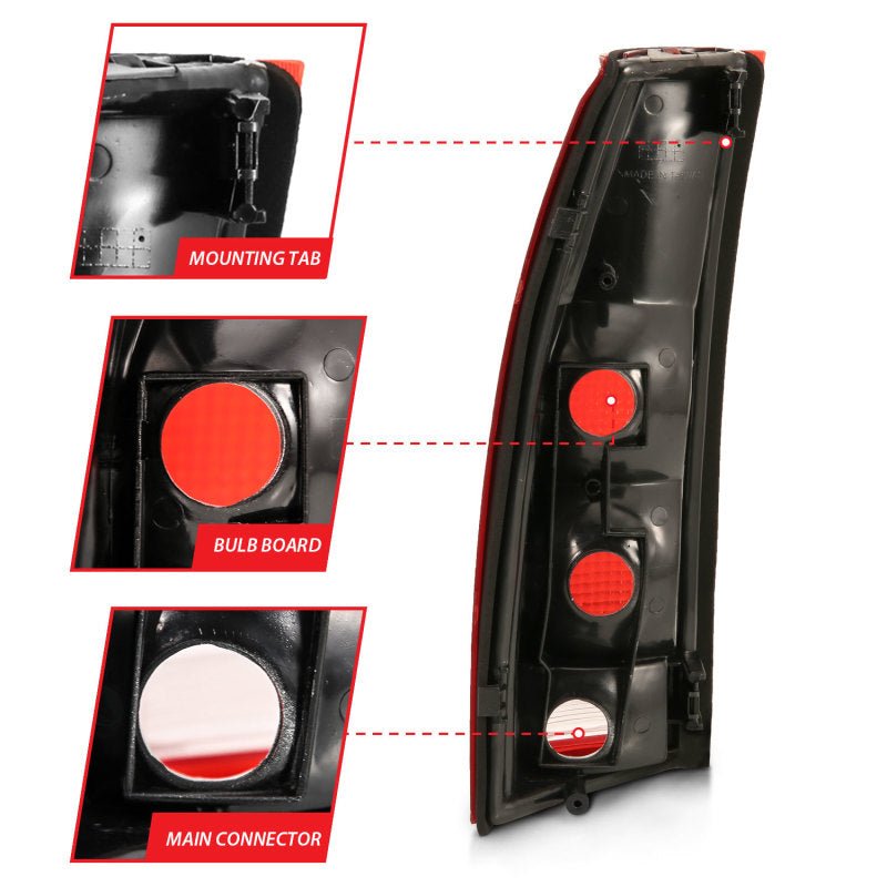 ANZO 1988-1999 Chevy C1500 Taillight Red/Clear Lens (OE Replacement) ANZO ANZ311301