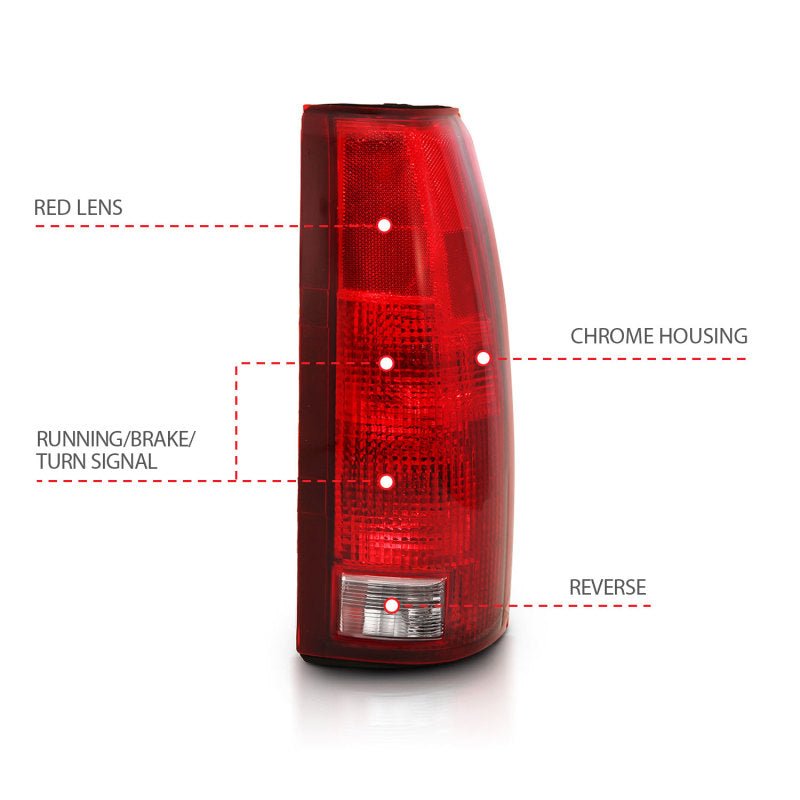 ANZO 1988-1999 Chevy C1500 Taillight Red/Clear Lens w/ Circuit Board(OE Replacement) ANZO ANZ311300