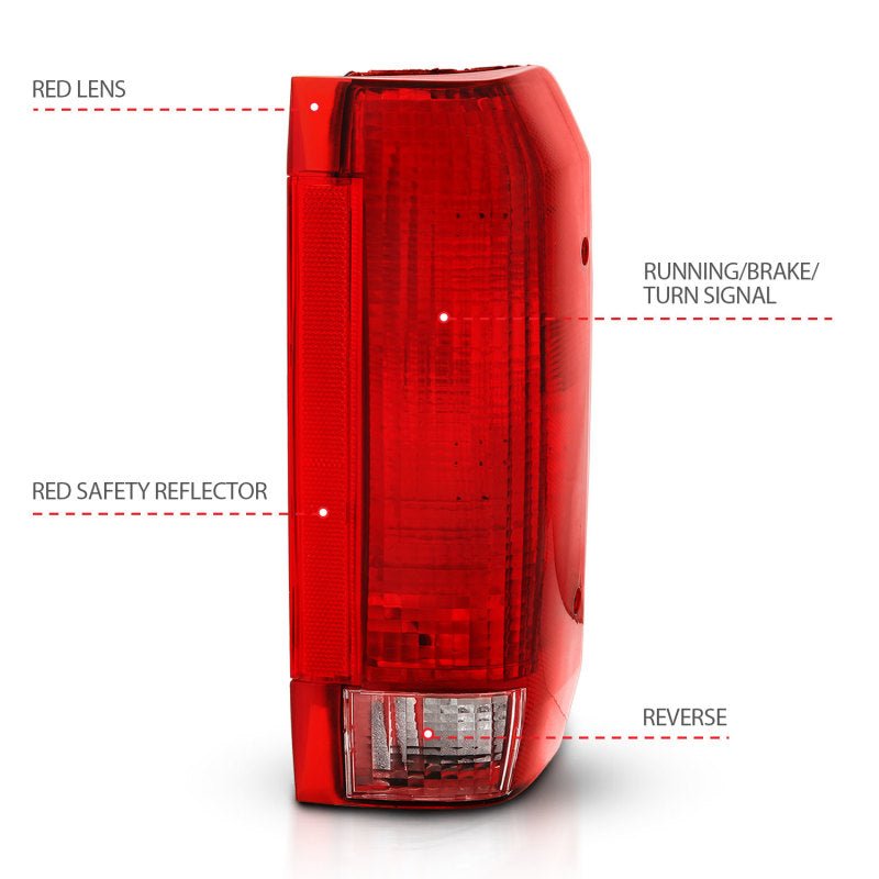 ANZO 1992-1996 Ford Bronco Taillight Red/Clear Lens (OE Replacement) ANZO ANZ311306