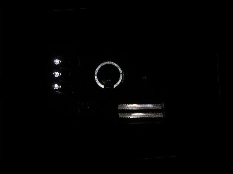 ANZO 1992-1996 Ford F-150 Projector Headlights w/ Halo Black w/ Side Markers and Parking Lights ANZO ANZ111184