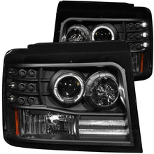 Load image into Gallery viewer, ANZO 1992-1996 Ford F-150 Projector Headlights w/ Halo Black w/ Side Markers and Parking Lights ANZO ANZ111184
