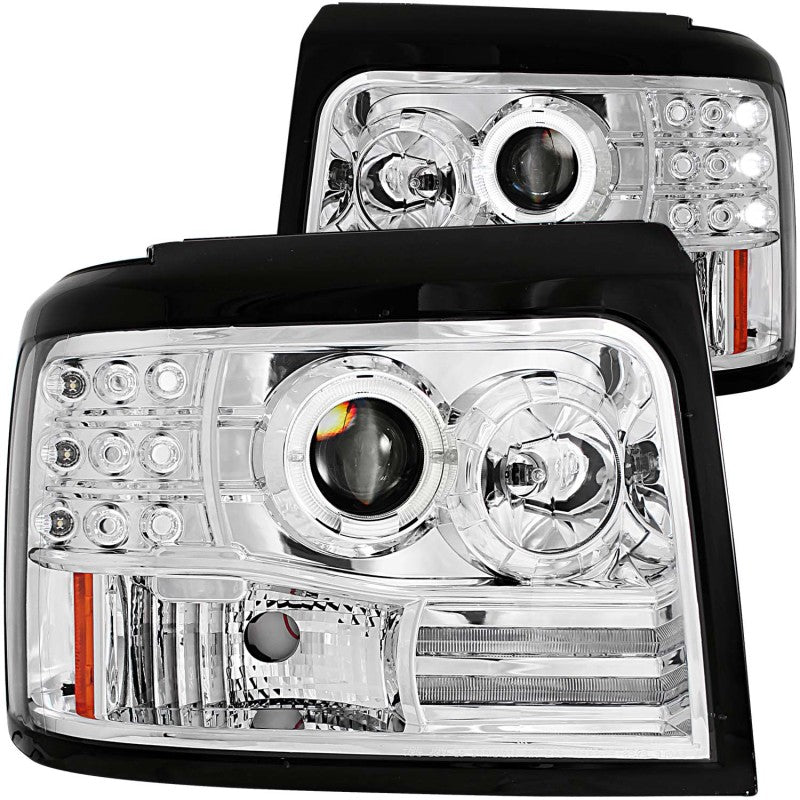 ANZO 1992-1996 Ford F-150 Projector Headlights w/ Halo Chrome w/ Side Markers and Parking Lights ANZO ANZ111183