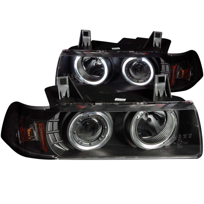 ANZO 1992-1998 BMW 3 Series E36 Projector Headlights w/ Halo Black G2 1 pc ANZO ANZ121325