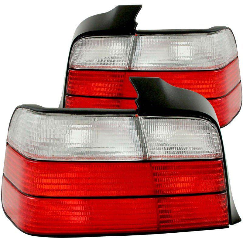 ANZO 1992-1998 BMW 3 Series E36 Sedan Taillights Red/Clear - Black Ops Auto Works
