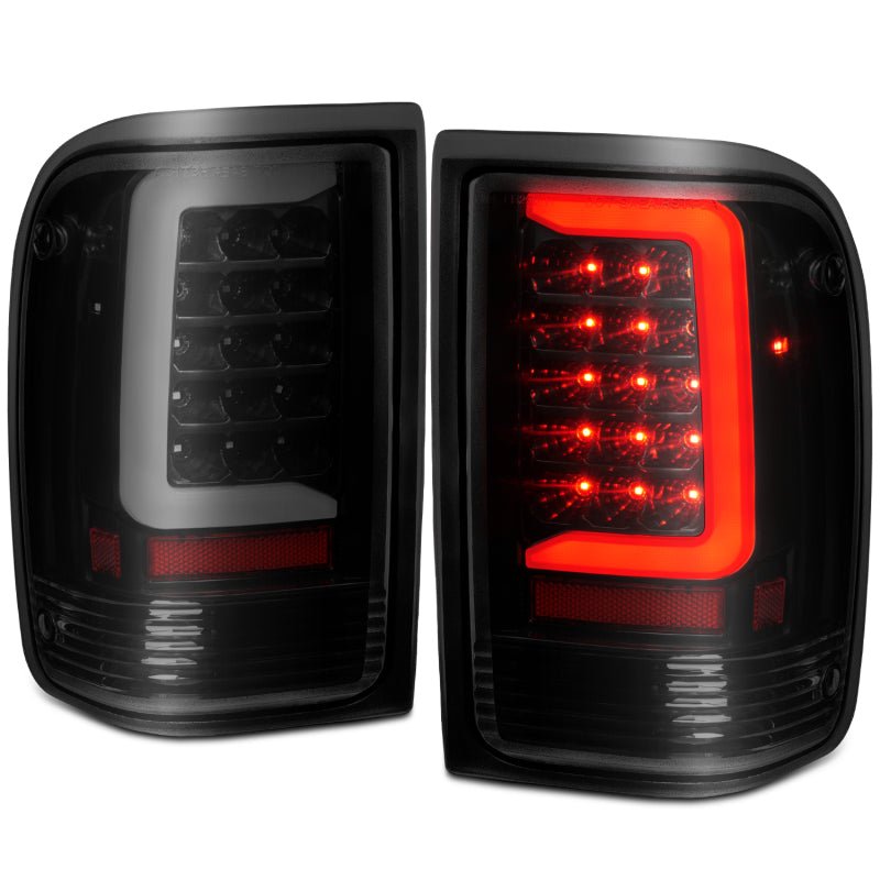 ANZO 1993-1997 Ford Ranger LED Tail Lights w/ Light Bar Black Housing Smoked Lens - Black Ops Auto Works