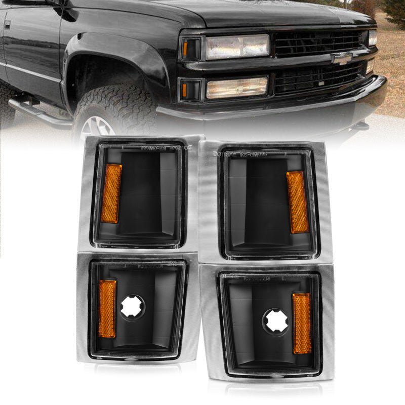 ANZO 1994-1998 Chevrolet Blazer Corner Lights Black Housing Clear Lens w/ Amber Reflector ANZO ANZ521042
