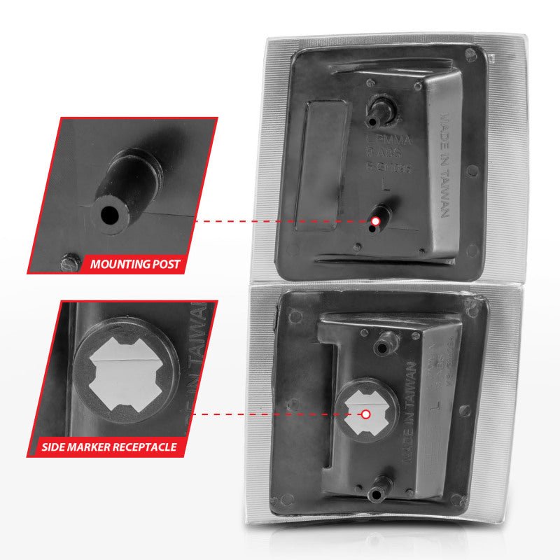 ANZO 1994-1998 Chevrolet Blazer Corner Lights Black Housing Clear Lens w/ Amber Reflector ANZO ANZ521042