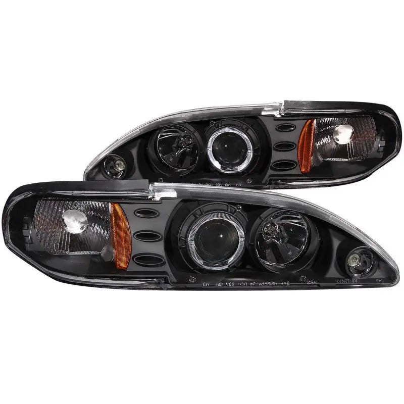 ANZO 1994-1998 Ford Mustang Projector Headlights w/ Halo Black 1pc ANZO ANZ121038
