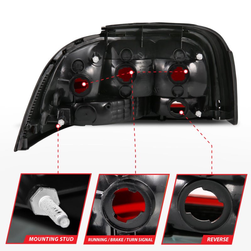 ANZO 1994-1998 Ford Mustang Taillight Dark Red Lens (OE Style) ANZO ANZ321350