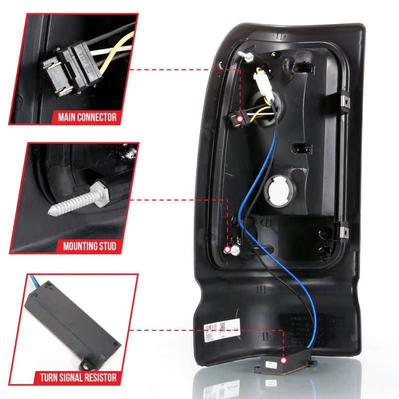 ANZO 1994-2001 Dodge Ram 1500 LED Taillights Plank Style Black w/Clear Lens ANZO ANZ311339