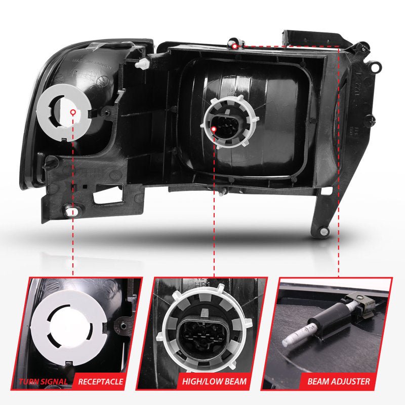 ANZO 1994-2001 Dodge Ram Crystal Headlights Black ANZO ANZ111067
