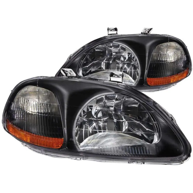 ANZO 1996-1998 Honda Civic Crystal Headlights Black - Black Ops Auto Works