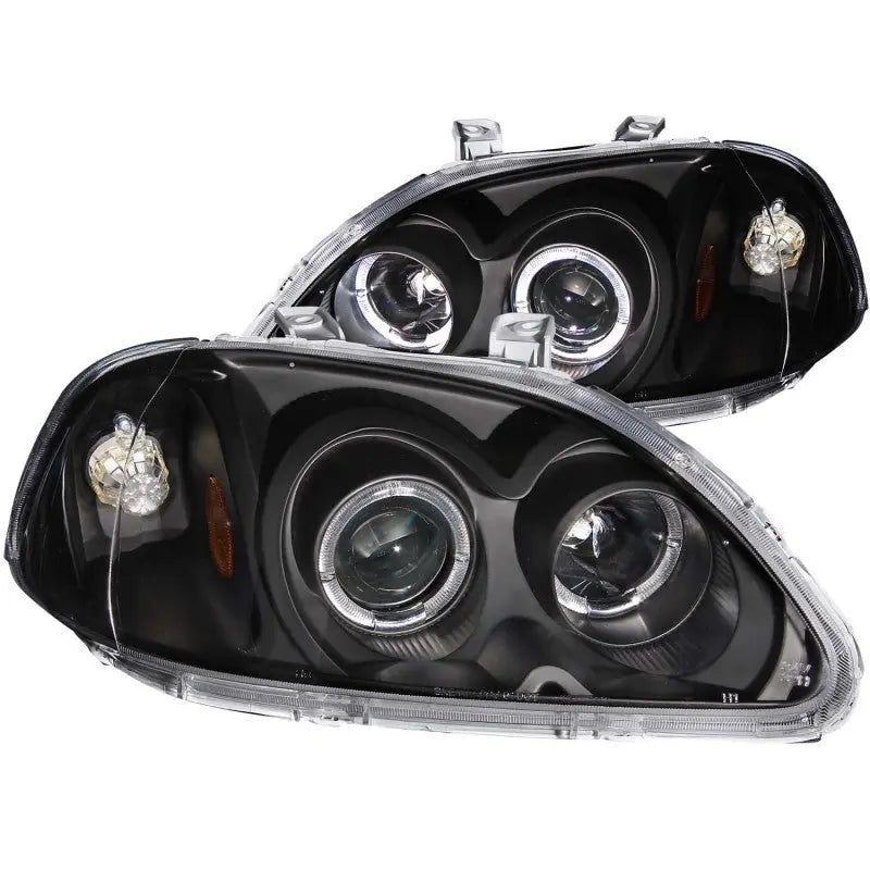 ANZO 1996-1998 Honda Civic Projector Headlights w/ Halo Black - Black Ops Auto Works