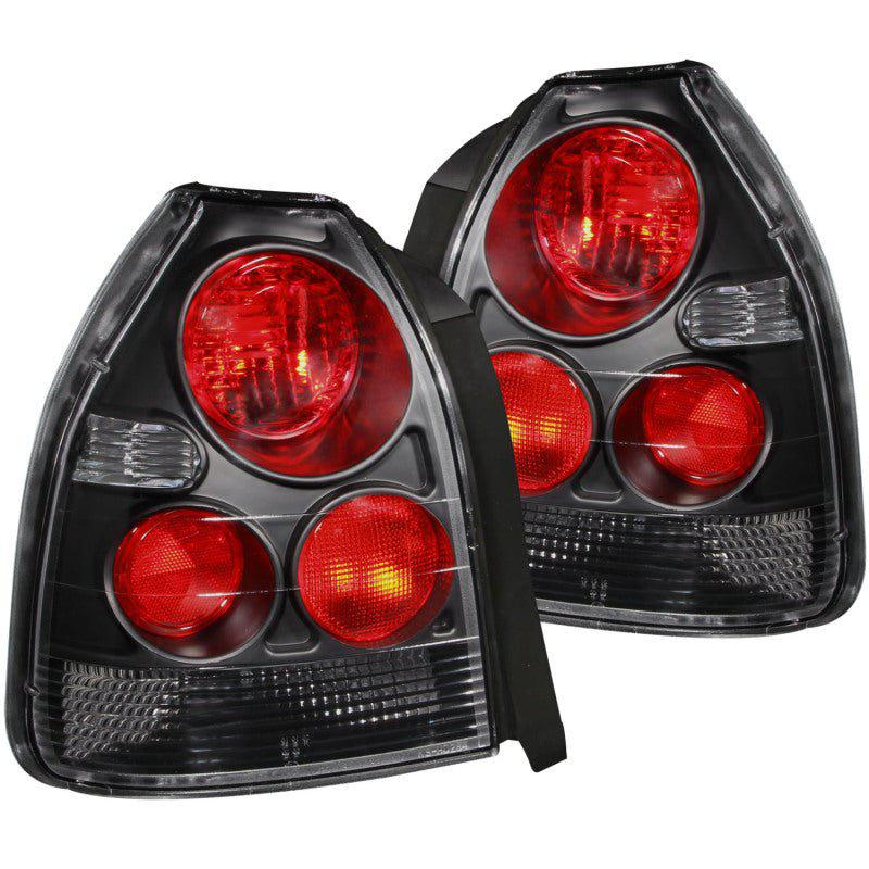 ANZO 1996-2000 Honda Civic Taillights Black - Black Ops Auto Works
