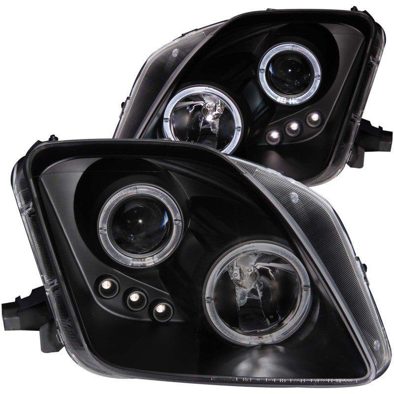 ANZO 1997-2001 Honda Prelude Projector Headlights w/ Halo Black w/ LED - Black Ops Auto Works
