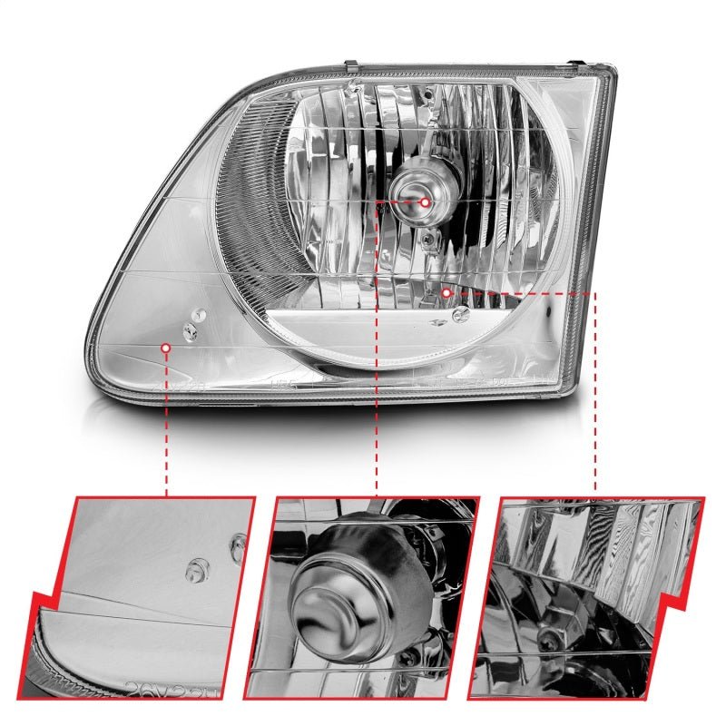 ANZO 1997-2003 Ford F-150 Crystal Headlights Chrome ANZO ANZ111030