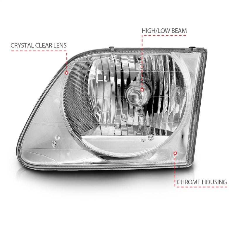 ANZO 1997-2003 Ford F-150 Crystal Headlights Chrome ANZO ANZ111030
