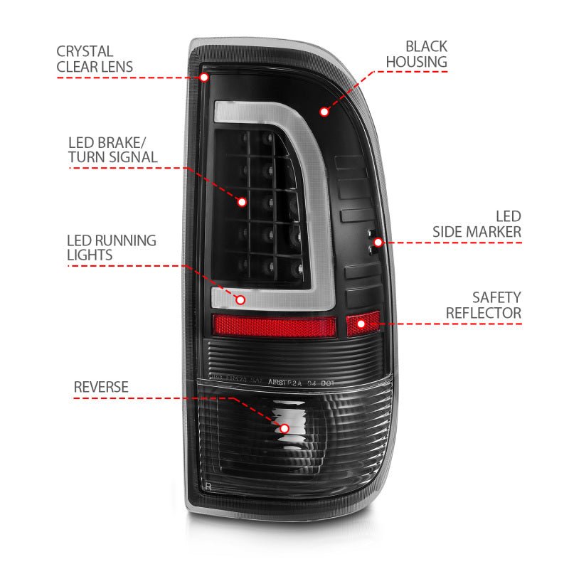 ANZO 1997-2003 Ford F-150 LED Tail Lights w/ Light Bar Black Housing Clear Lens ANZO ANZ311377