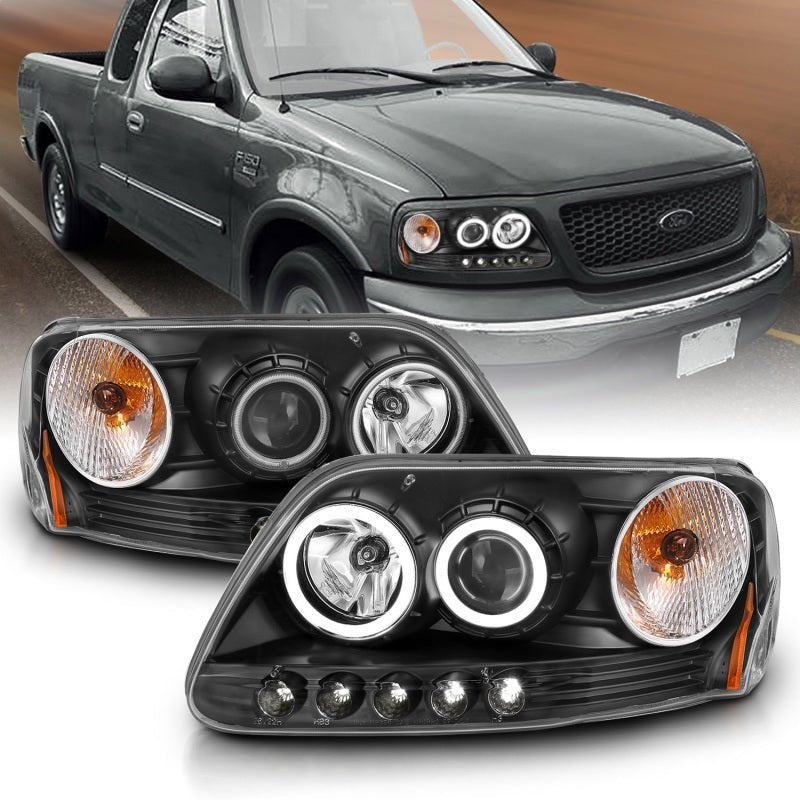 ANZO 1997-2003 Ford F-150 Projector Headlights w/ Halo Black (CCFL) ANZO ANZ111097