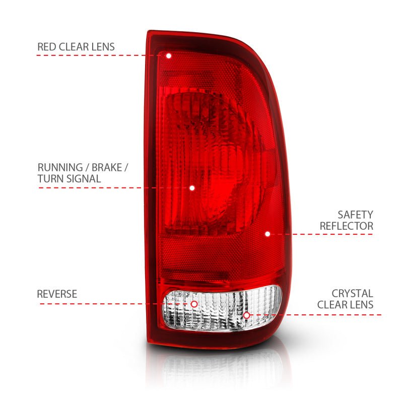 ANZO 1997-2003 Ford F-150 Taillight Red/Clear Lens (OE Replacement) - Black Ops Auto Works