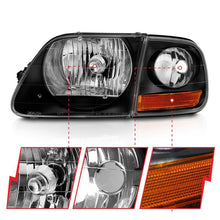 Load image into Gallery viewer, ANZO 1997-2003 Ford F150 Crystal Headlight Black w/ Parking Light ANZO ANZ111460