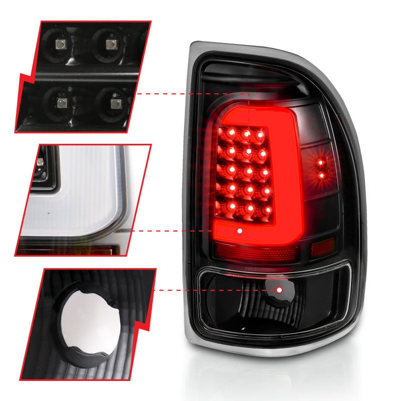 ANZO 1997-2004 Dodge Dakota LED Taillights Black Housing Clear Lens Pair - Black Ops Auto Works