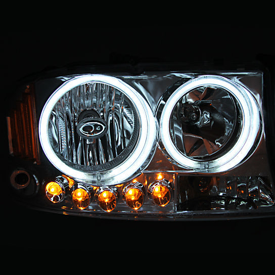 ANZO 1997-2004 Dodge Dakota Projector Headlights w/ Halo Black 1 pc ANZO ANZ111194