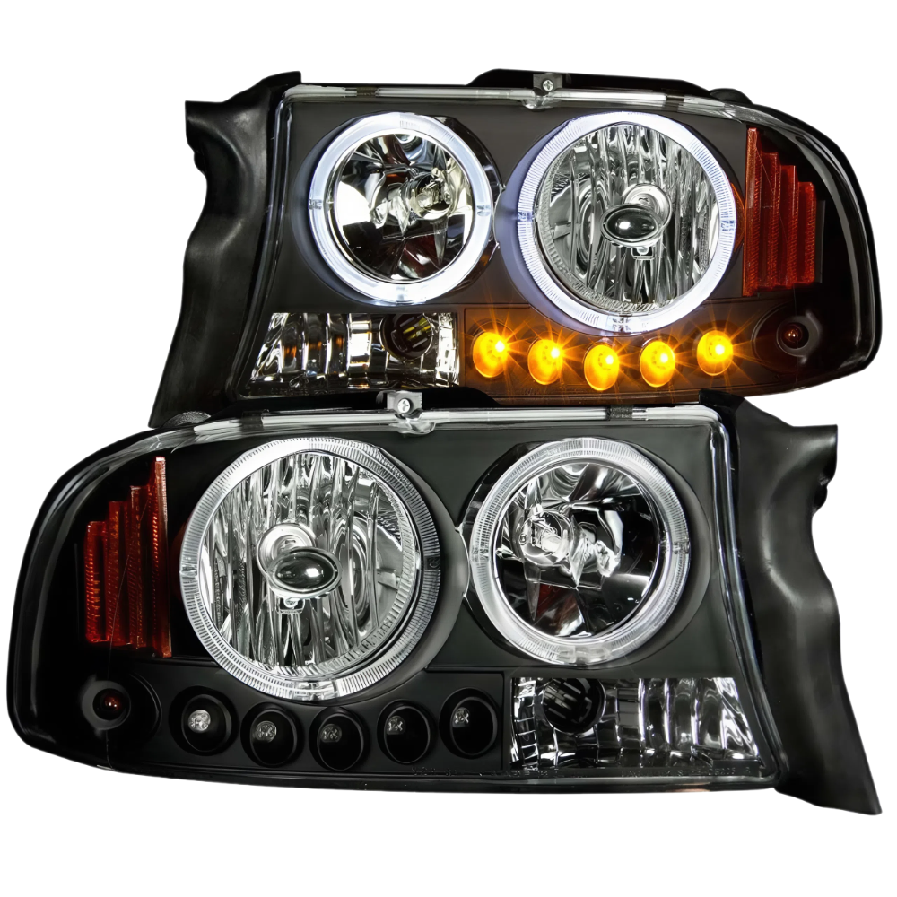 ANZO 1997-2004 Dodge Dakota Projector Headlights w/ Halo Black 1 pc ANZO ANZ111194