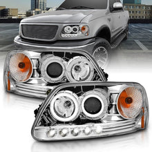 Load image into Gallery viewer, ANZO 1997.5-2003 Ford F-150 Projector Headlights w/ Halo and LED Chrome 1pc ANZO ANZ111032