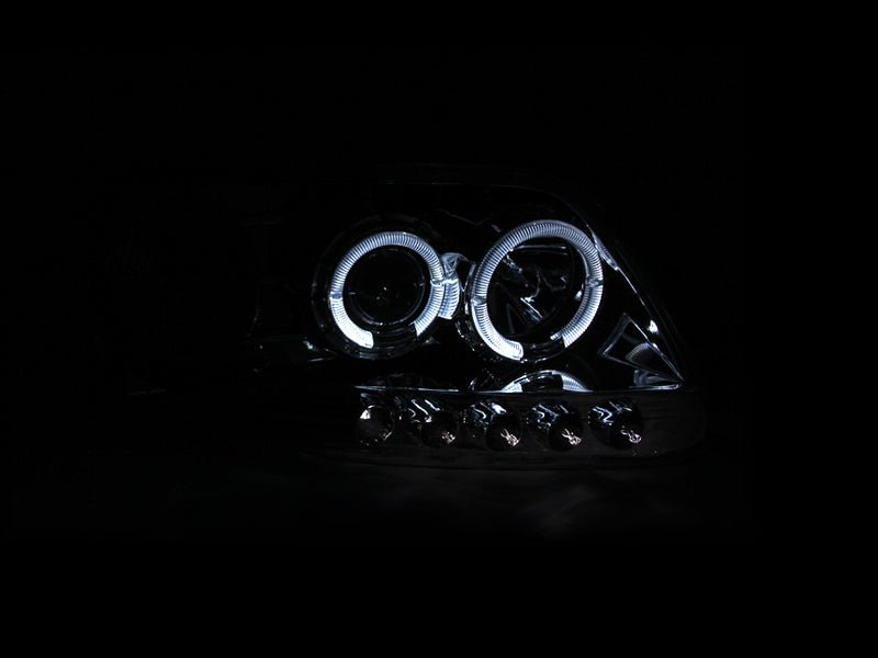 ANZO 1997.5-2003 Ford F-150 Projector Headlights w/ Halo and LED Chrome 1pc ANZO ANZ111032