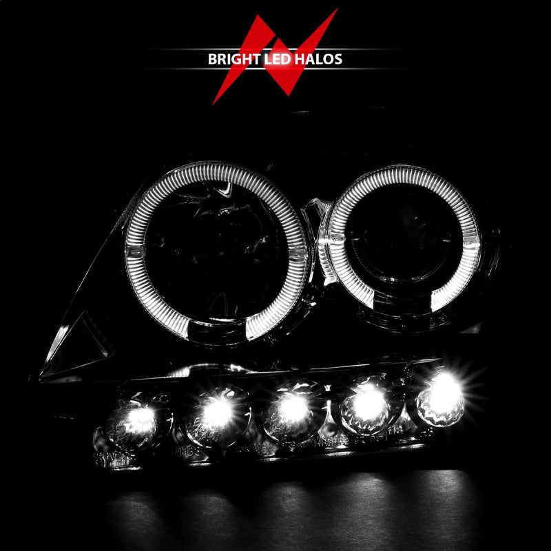 ANZO 1997.5-2003 Ford F-150 Projector Headlights w/ Halo and LED Chrome 1pc ANZO ANZ111032