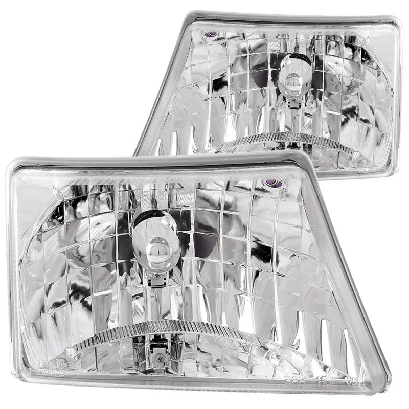 ANZO 1998-2000 Ford Ranger Crystal Headlights Chrome - Black Ops Auto Works