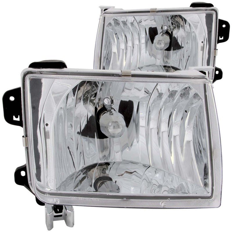 ANZO 1998-2000 Nissan Frontier Crystal Headlights Chrome - Black Ops Auto Works