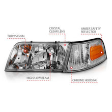 Load image into Gallery viewer, ANZO 1998-2005 Ford Crown Victoria Crystal Headlight Chrome With Bumper Light (OE) ANZO ANZ121556