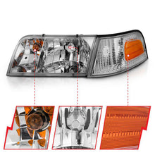 Load image into Gallery viewer, ANZO 1998-2005 Ford Crown Victoria Crystal Headlight Chrome With Bumper Light (OE) ANZO ANZ121556