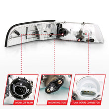 Load image into Gallery viewer, ANZO 1998-2005 Ford Crown Victoria Crystal Headlight Chrome With Bumper Light (OE) ANZO ANZ121556