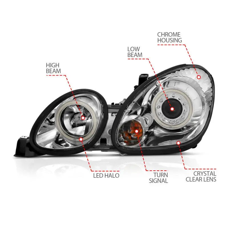 ANZO 1998-2005 Lexus Gs300 Projector Headlights w/ Halo Chrome - Black Ops Auto Works