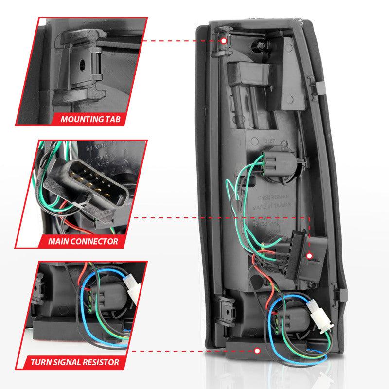 ANZO 1999-2000 Cadillac Escalade LED Taillights Black Housing Clear Lens Pair ANZO ANZ311344
