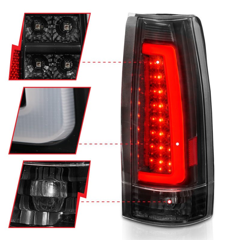 ANZO 1999-2000 Cadillac Escalade LED Taillights Black Housing Clear Lens Pair - Black Ops Auto Works